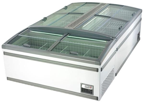 630L Four Sliding Glass Door Island Freezer , Commercial Deep Freezer For Supermarket