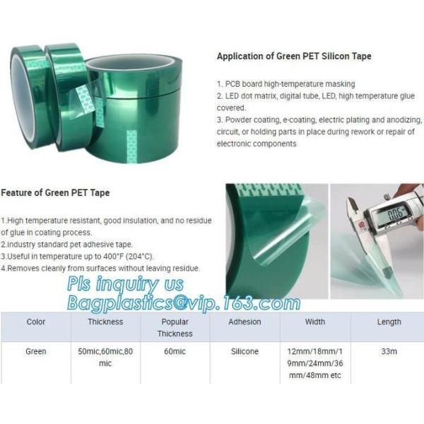 Green Polyester Silicone Adhesive Electroplating Tape Heat Resistant PET Powder Coating Tape Green Masking Tape