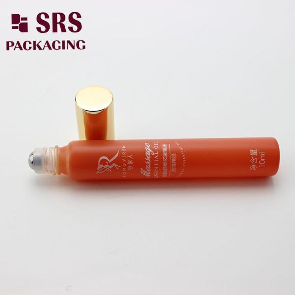 SRS cosmetic 10ml orange color glass perfume roller ball bottle for oil