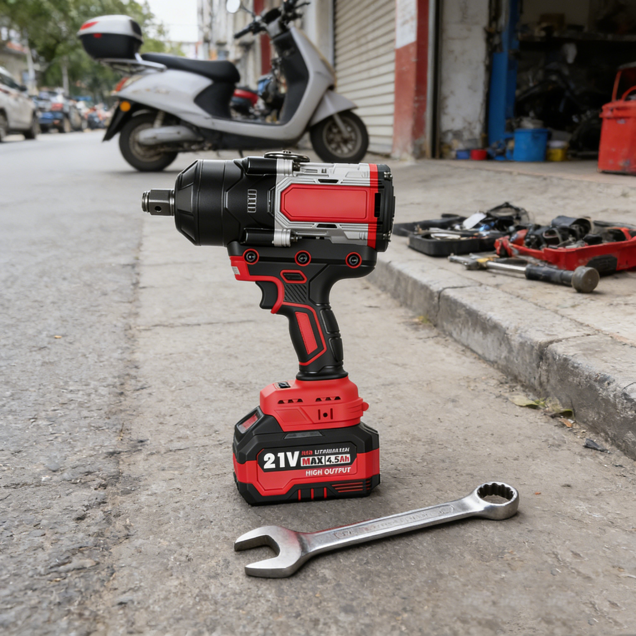 Professional Grade Electric Impact Wrench Cordless Lithium-Ion 21V with 2500Nm Max Torque for Industrial & Automotive Use