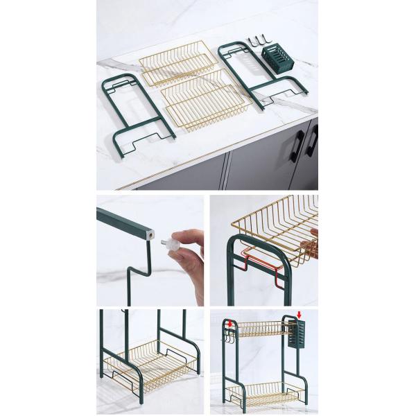 365x220x600mm Countertop Kitchen Rack 3 Tiers Black Gold Multifunctional For Spice