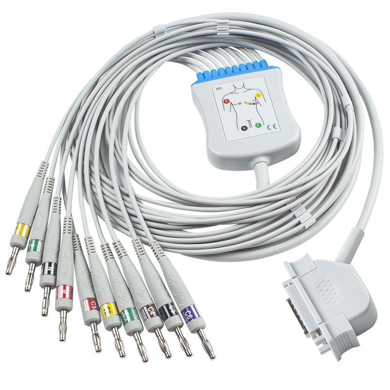 Кабель GE Hellige ECG для соединителя банана 4,0 IEC монитора EK36 EK403 EK4 EK413 EK43 EK512 EK53 EKG Cardiosys