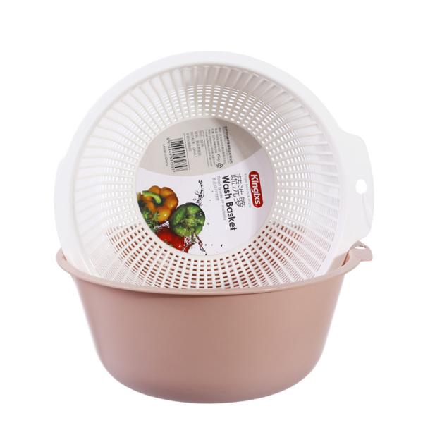 Plastic Double Layer Asphalt Basket For Kitchen Wash Vegetables Fruits