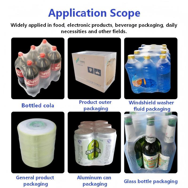 Fully-automatic side pushing sleeve film shrink packaging machine for mineral water bottles beverage beer cans PE film shrink wrapping