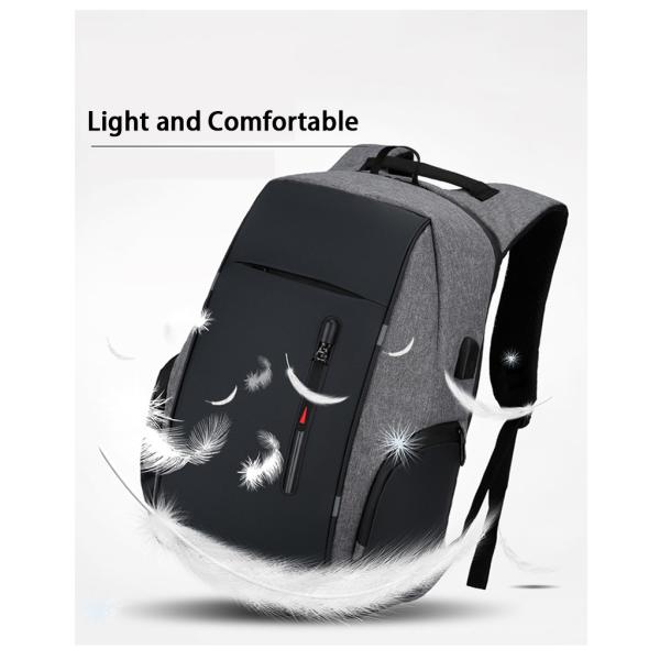 Black 17 Inch Business Laptop Backpack  Waterproof Computer Bag With USB