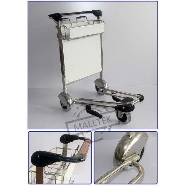 Резиновое колесо аэропорт багажный тележок из нержавеющей стали багажный тележок с ручным тормозом