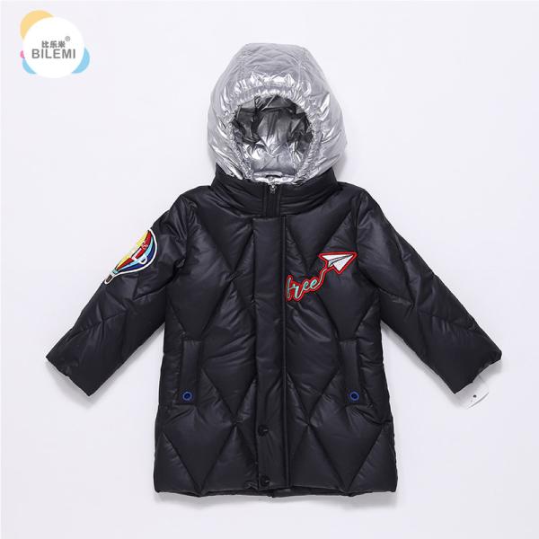Wholesale Insulated Boutique Clothing Long Stylish Kids Winter Black Puffer Boys Hooded Jacket
