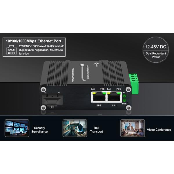 Convertidor de medios PoE industrial Gigabit Fibra SFP 30W PoE+ salida