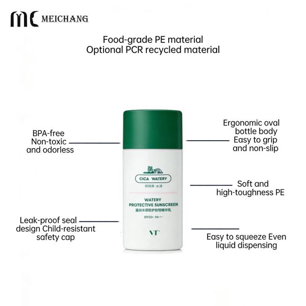 30ml 50ml Food-Grade PE Squeeze Bottle – Leak-Proof Child-Safe Packaging for Baby Sunscreen