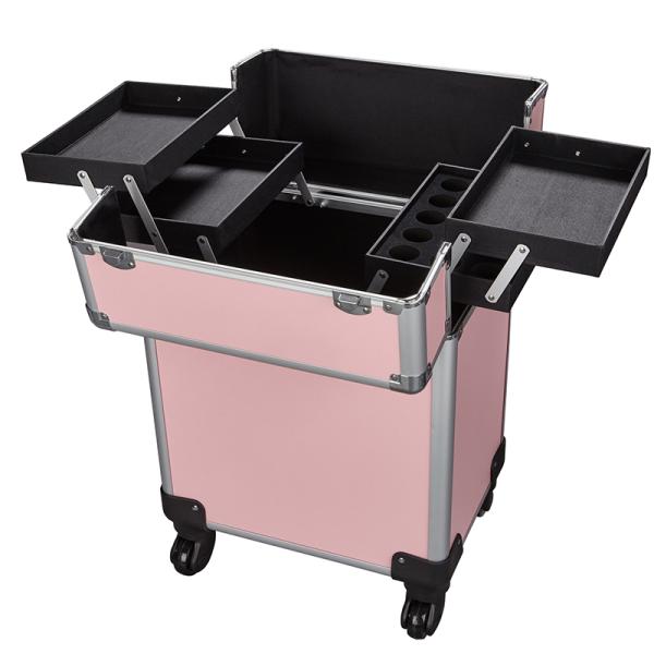 Fashion Style Aluminium Trolley Case , Rolling Makeup Trolley Size Customized