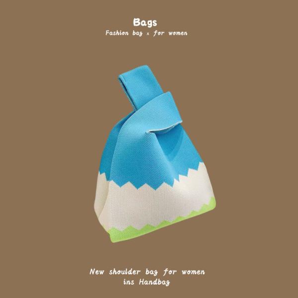 THE NEW INTERNET CELEBRITY HANDBAG KNITTING HAND KNITTING WOOL BUCKET BAG HAND CASUAL TOTE LUNCH BAG