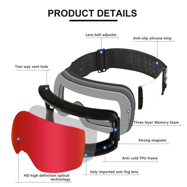 Effortlessly Glide Down the Slopes with Magnetic Ski Goggles and Foam 1/2/3 Layers