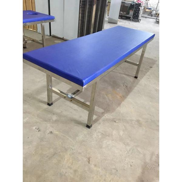 Lit de repos d'hôpital réglable pour patients en acier inoxydable avec matelas en cuir PU et dossier