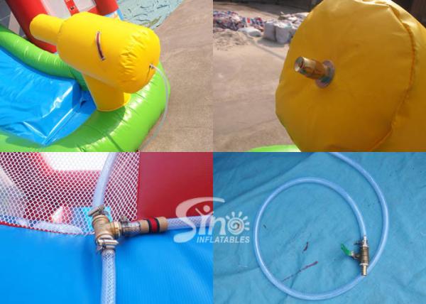 Kids inflatable combo water bounce house with pool N water gun made of best pvc tarpaulin