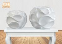 Home Wedding Classic Fiberglass Flower Pots Wavy Pattern Glossy White