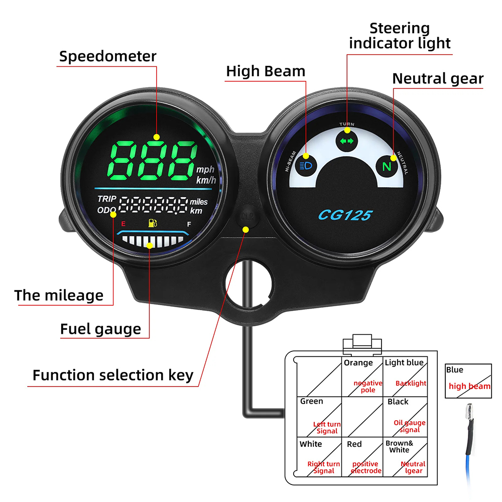Classic CG125 Motorcycle Instrument Cluster Bajaj Motorcycle Universal Instrument Cluster Aftermarket Parts