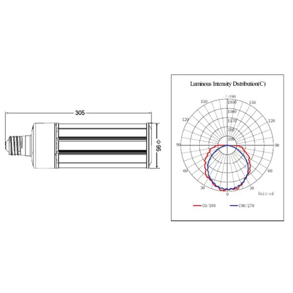 150lm/W 75w Corn Light Bulb E39 For Outdoor Post Top Fixture , Samsung 2835 Led Chip