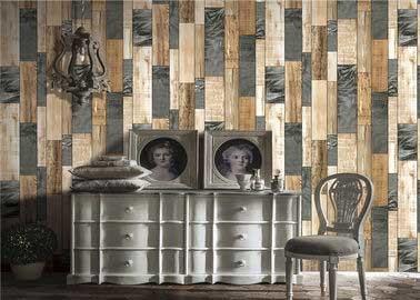 Modern Style PVC Wood Effect Wallpaper Sound Absorbing For Bedchamber