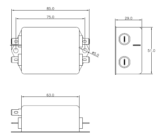 Treadmill Equipment Single Phase Emi Filter Two Stage Emc Noise Filter