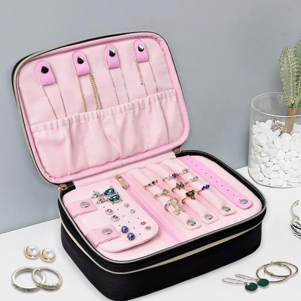 Big Jewelry Storage Bag Large Double Layer Travel 210D Nylon 9.4x3x7.2