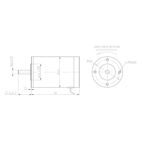 12V 6000 Rpm 5000Rpm Brushed DC Motor 50mm High Torque 60 Watt