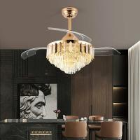 wholesale   HFBH Model1268B Entry lux Modern Crystal 42 Inches Golden Ceiling Light with Fan