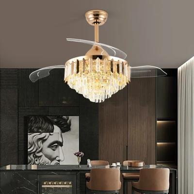 HFBH Modelo1268B Entrada lujosa Moderno Cristal 42 pulgadas Dorado luz de techo con ventilador