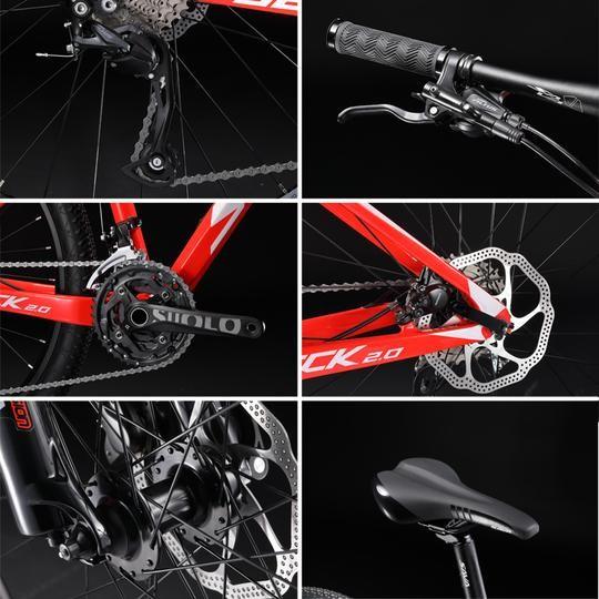 Black Red SHIMANO DEORE Mountain Bike , 27 Speed DECK2.0 Sava Carbon Mtb