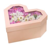 Boîte cadeau de fleurs en forme de cœur personnalisée avec fenêtre transparente