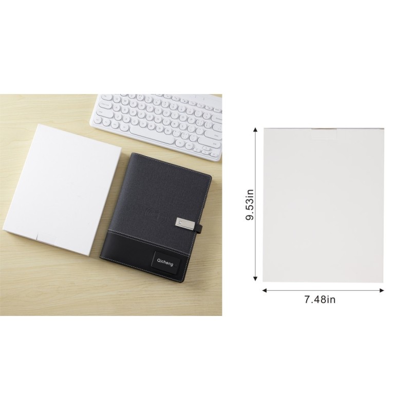 8000mAh Wireless Power Bank Notebook Leather Loose Leaf Binder with LED Light