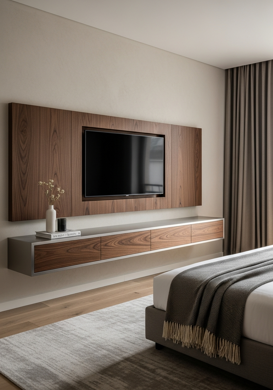 Hotel Atelier Walnut Media Console in 304 Stainless Steel