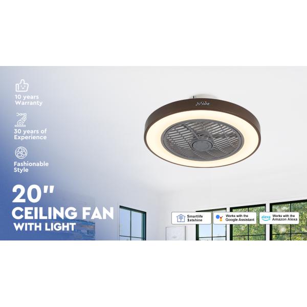 Bedroom Remote Control Silent DC Motor Low Profile Ceiling Fan With Lights