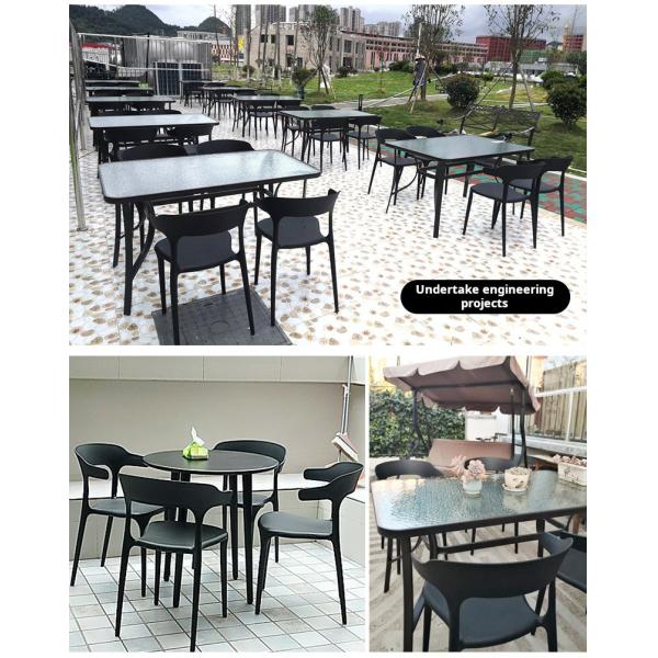 Contemporary Balcony Dining Set Metal Table And Stackable Chairs For Outdoor Leisure