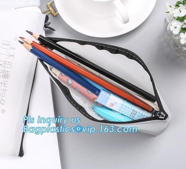 zipper slider bags for pencils pens, frosted vinyl EVA zipper blanket bags for garment packing, school pencil bag/printi