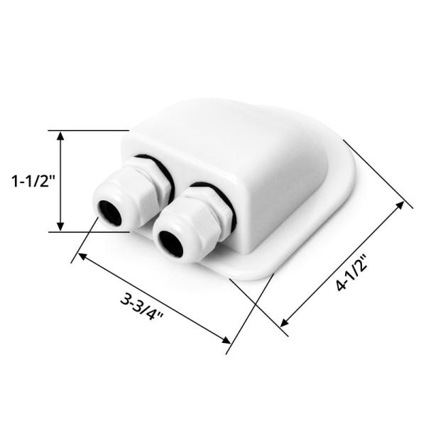 White ABS Solar Cable Entry Box with 6mm to 12mm Cable Gland for Flat Surface PV Solar Panel Installation