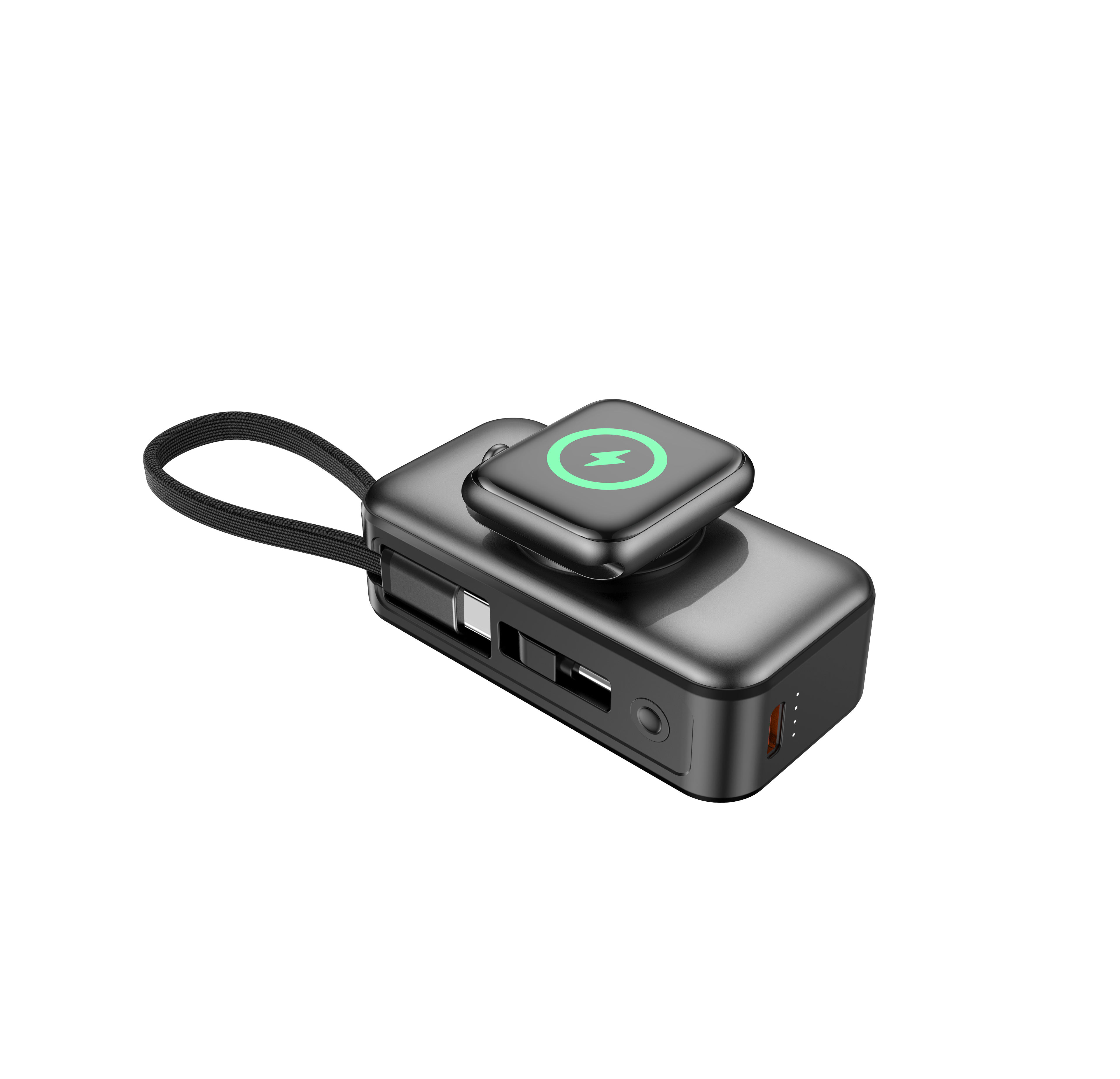 Mini 5000mAh Portable Pocket Power Bank with Type-C Input/Output 20W 3 Type-C & Stand Wireless Charger for Watch