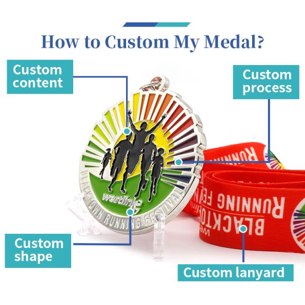 Custom Enamel Marathon Running Sport Medallion Metal Zinc Alloy 3d Custom Award Metal Zinc Alloy Sports Award Football Medallion Manufacturer Custom Gold Silver And Bronze Enamel Soccer Medal