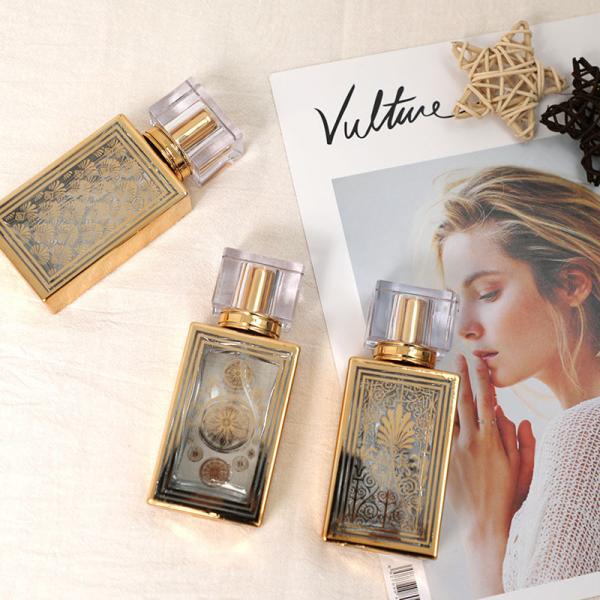 50ml electrochapó la botella de vidrio al por mayor del espray de perfume de la botella de cristal de perfume de la botella de la botella vacía cuadrada del Subpackage