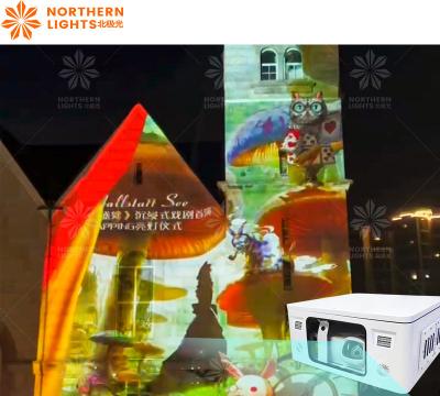 Mapeamento de projeção 3D ao ar livre com tela de vídeo na parede Decorar edifício casa