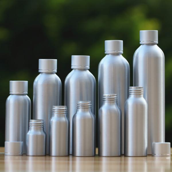 Essential Oil / Lotion Cosmetic Aluminum Bottles  , Reusable Cosmetic Pump Bottles