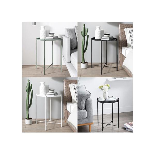 Folding 46x52cm Modern Round Side Table Metal Anti Rust Waterproof Outdoor