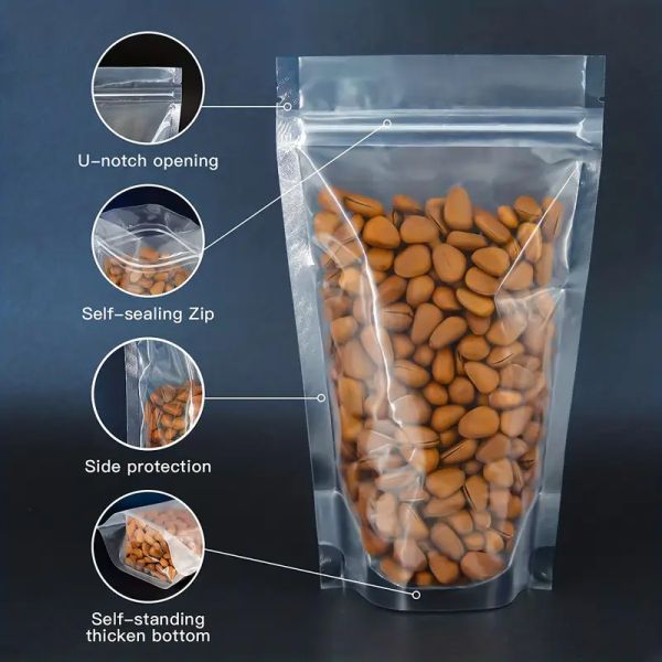 Hot Selling Transparent Zipper Recyclable Durable Pvc Pet Packing Pouch Plastic Stand up Bag for Food