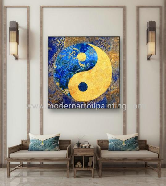 Handpainted Canvas Modern Art Oil Paintings Feng Shui Paint For Cabinet Decoration