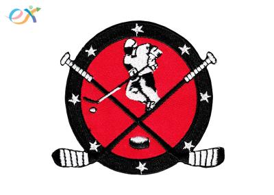 Twill Custom Embroidered Logo Patches , Round Shape Embroidered Hockey Patches