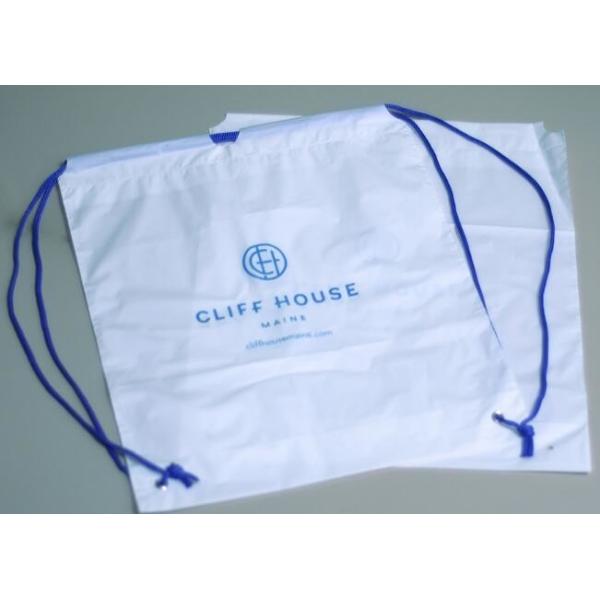 Biodegradable drawstring laundry poly bag with printing,Logo Printed Poly Drawstring Hotel/Travel Laundry Plastic bag