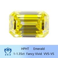 HPHT Esmeralda cortada por homem Diamantes amarelos de laboratório 1ct-1.35ct Para anéis