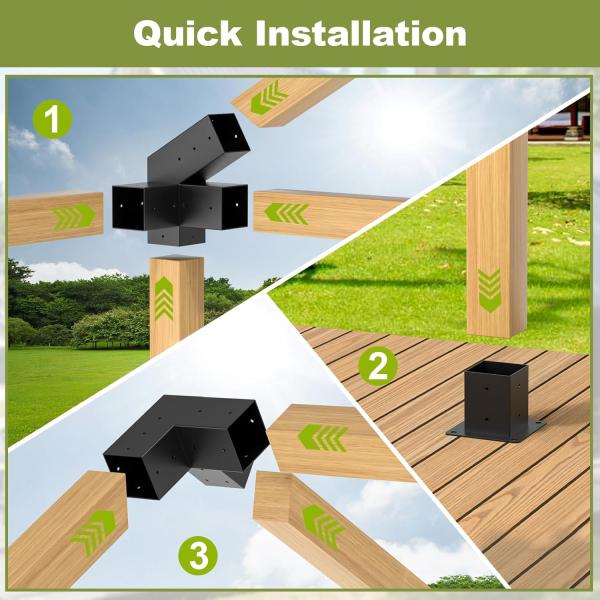 30° Pergola Bracket Kit pour 4x4 Bois, connecteur de bois de bricolage en forme de L, pergola extérieure et matériel de construction de porche