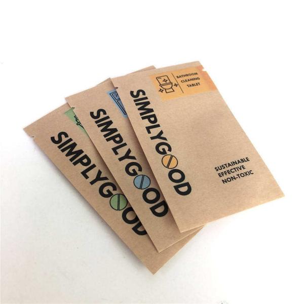 Three Side Sealed Kraft Paper Bag Customized Small Brown Paper Bags Biodegradable For Cleaning Tablet