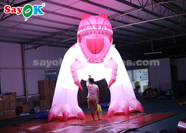 4m Pink Inflatable Dinosaur For Festive Decoration Damp Proof High Air Tightness