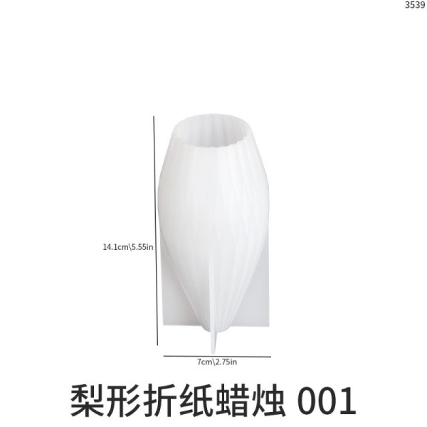 Geometric pear shaped candle mold DIY paper folding pattern bottle shaped aromatherapy gypsum cone shaped mineral scented stone candle silicone mold